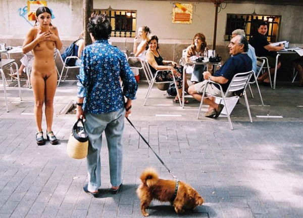 Nude babe in public
