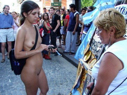Nude babe in public